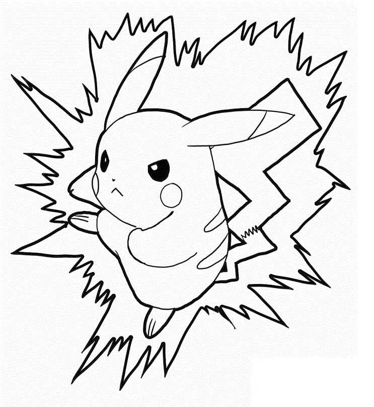 Dibujo de Pikachu Atacar para Colorear