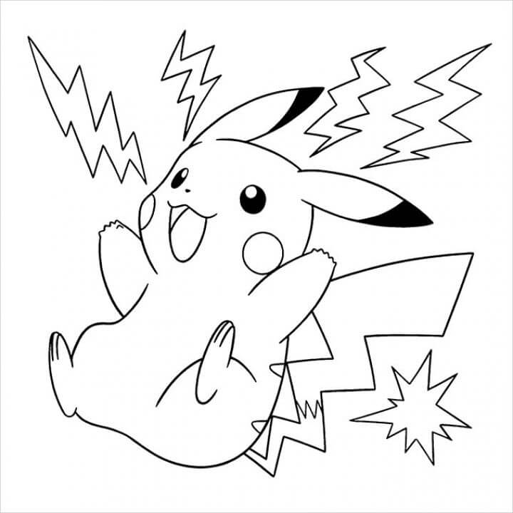 Dibujo de Pikachu Feliz para Colorear