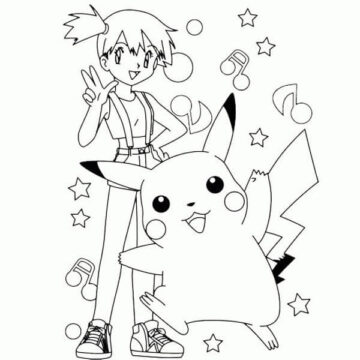 Dibujo de Pikachu y Kasumi para Colorear