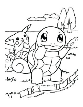 Dibujo de Pikachu y Squirtle para Colorear