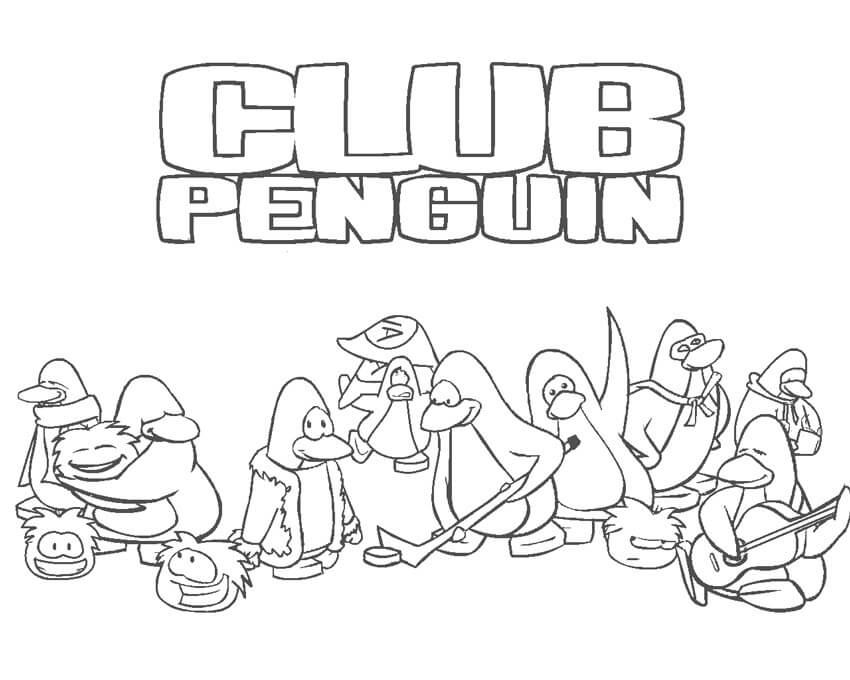 Dibujo de Club pingüino para Colorear