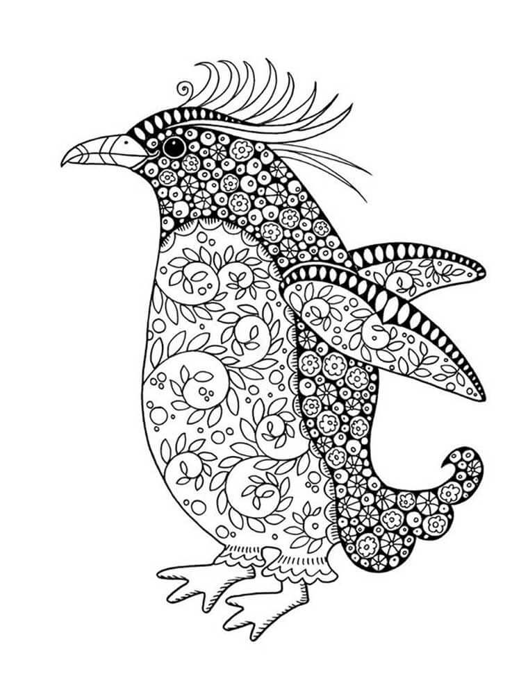 Dibujo de Mandala pingüino para Colorear