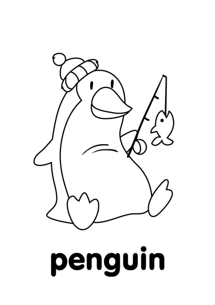 Dibujo de Pesca de pingüinos para Colorear