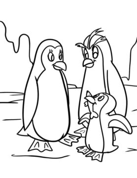 Dibujo de Pingüino Familia para Colorear