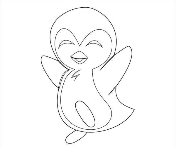 Dibujo de Pingüino Feliz para Colorear