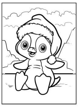 Dibujo de Pingüino Sentado para Colorear