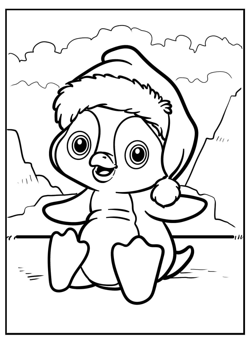 Dibujo de Pingüino Sentado para Colorear