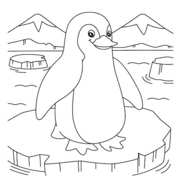 Dibujo de Pingüinos en el Hielo para Colorear