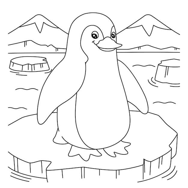 Dibujo de Pingüinos en el Hielo para Colorear