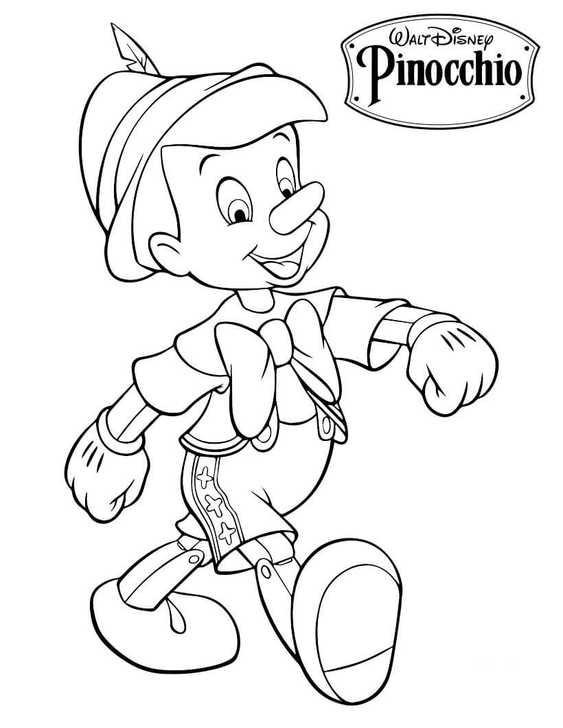 Dibujo de Feliz Pinocho para Colorear