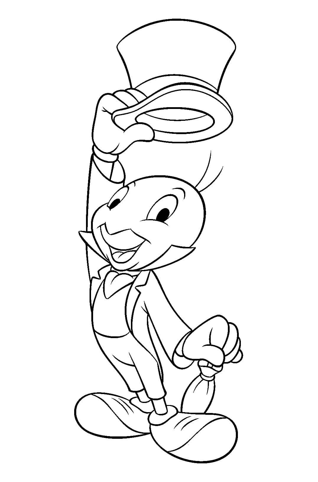 Dibujo de Pepito Grillo en Pinocho para Colorear