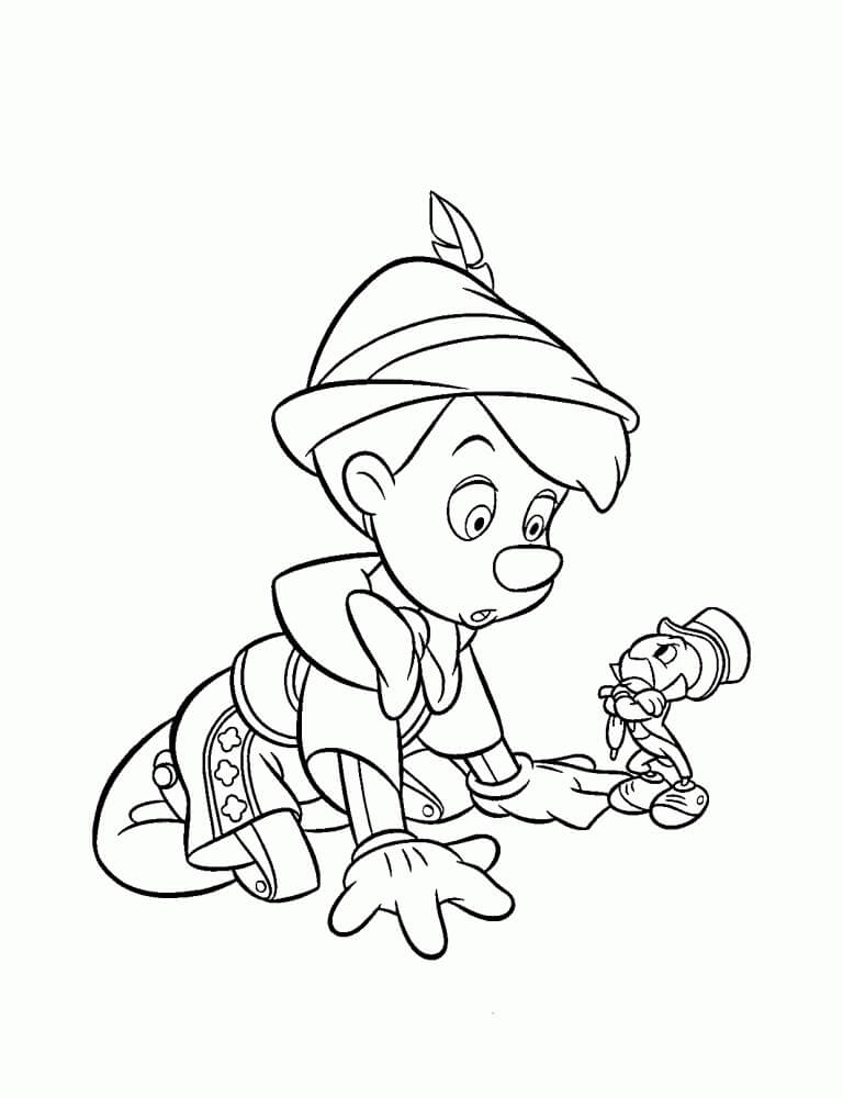 Dibujo de Pinocho Escuchando para Colorear