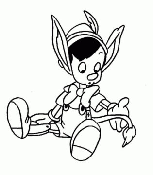 Dibujo de Pinocho Sentado para Colorear