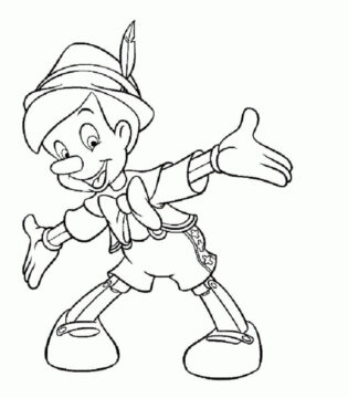 Dibujo de Pinocho Sonriendo para Colorear