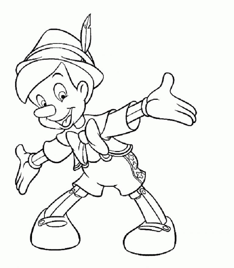 Dibujo de Pinocho Sonriendo para Colorear