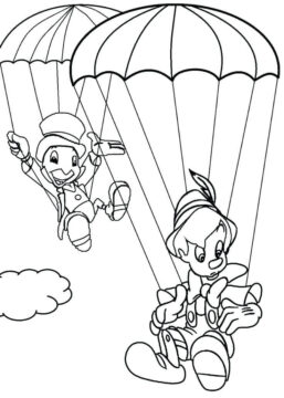 Dibujo de Pinocho y Pepito Grillo para Colorear