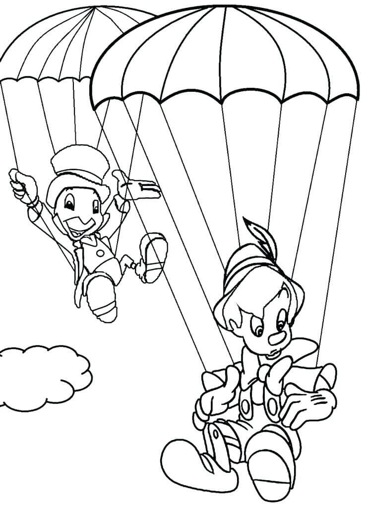 Dibujo de Pinocho y Pepito Grillo para Colorear