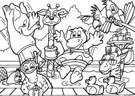 Dibujo de Animal en Piscina para Colorear