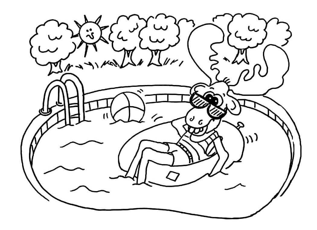 Dibujo de Ciervos en Piscina para Colorear