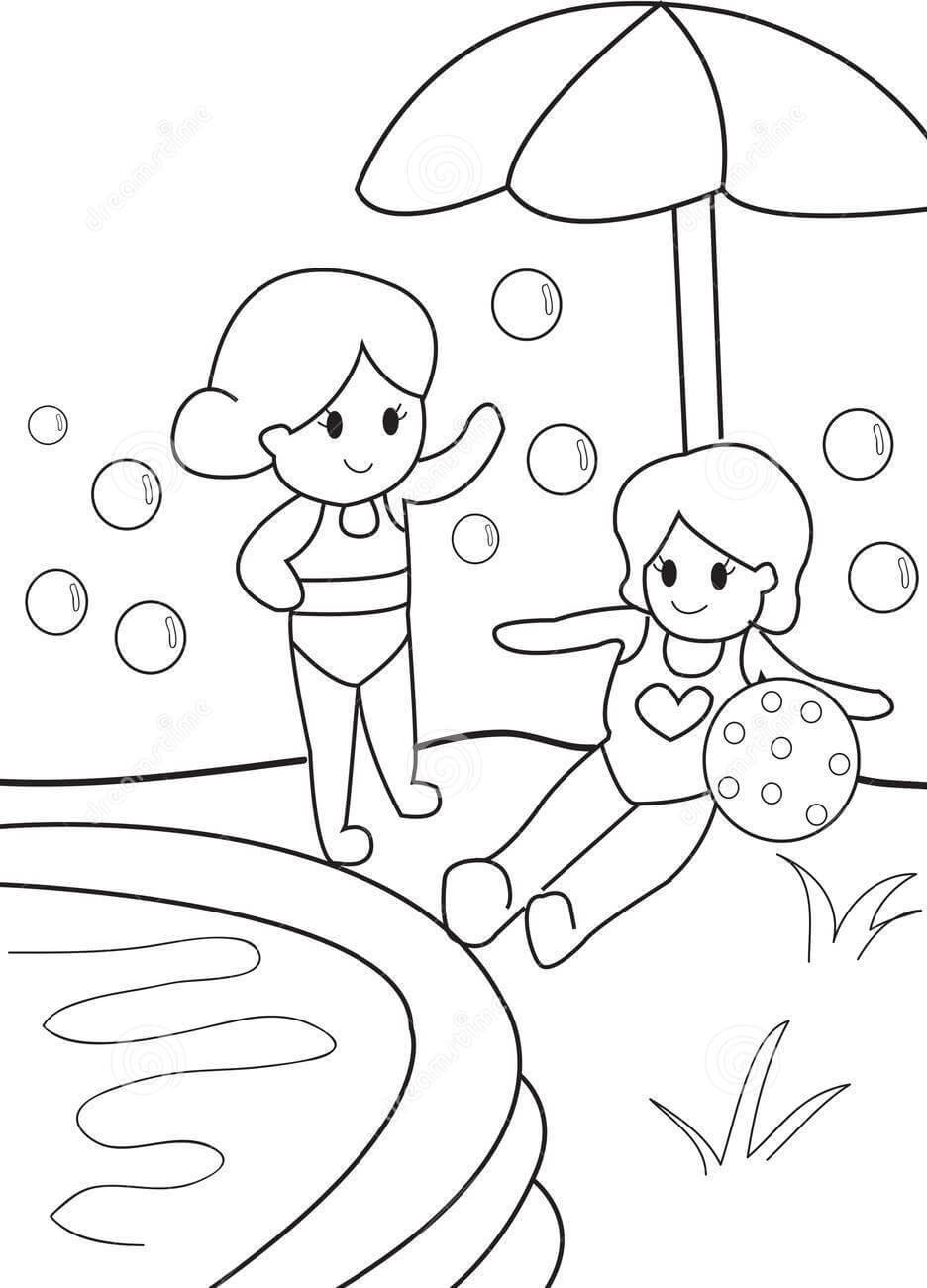 Dibujo de Enfriamiento de la Piscina para Colorear