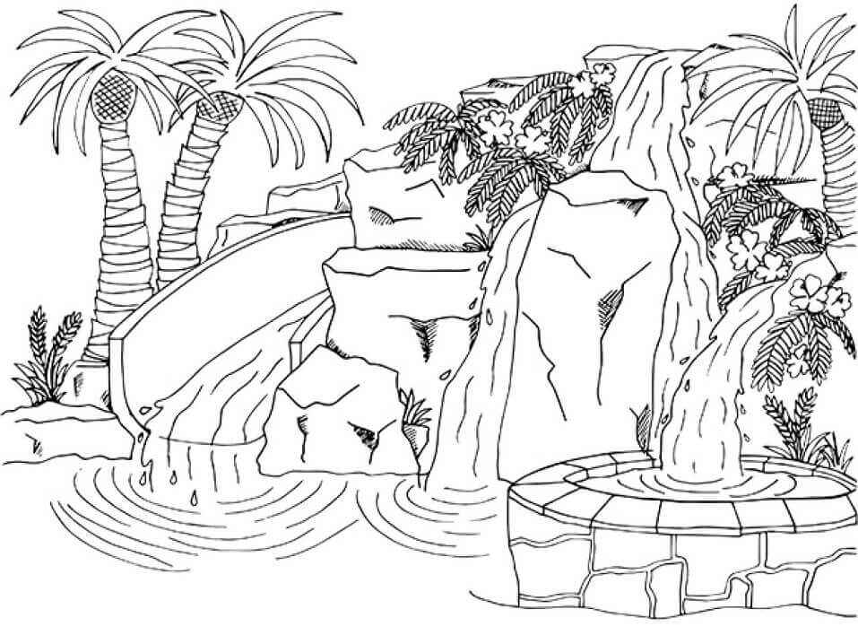 Dibujo de Hermosa Piscina para Colorear
