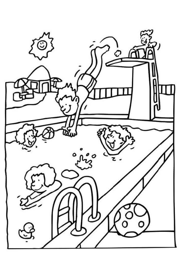 Dibujo de Piscina de Verano para Colorear