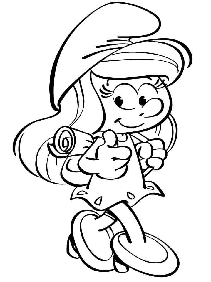 Dibujo de Adorable Smurfette para Colorear