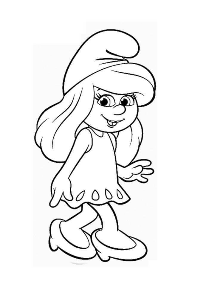 Dibujo de Pitufina Caminando para Colorear