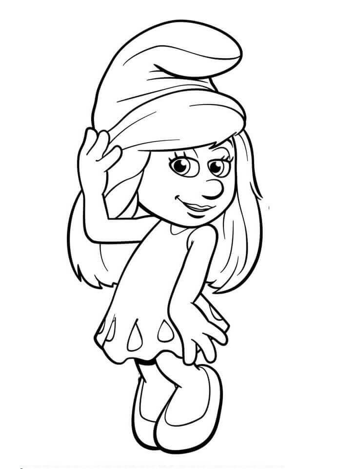 Dibujo de Pitufina Es Timida para Colorear