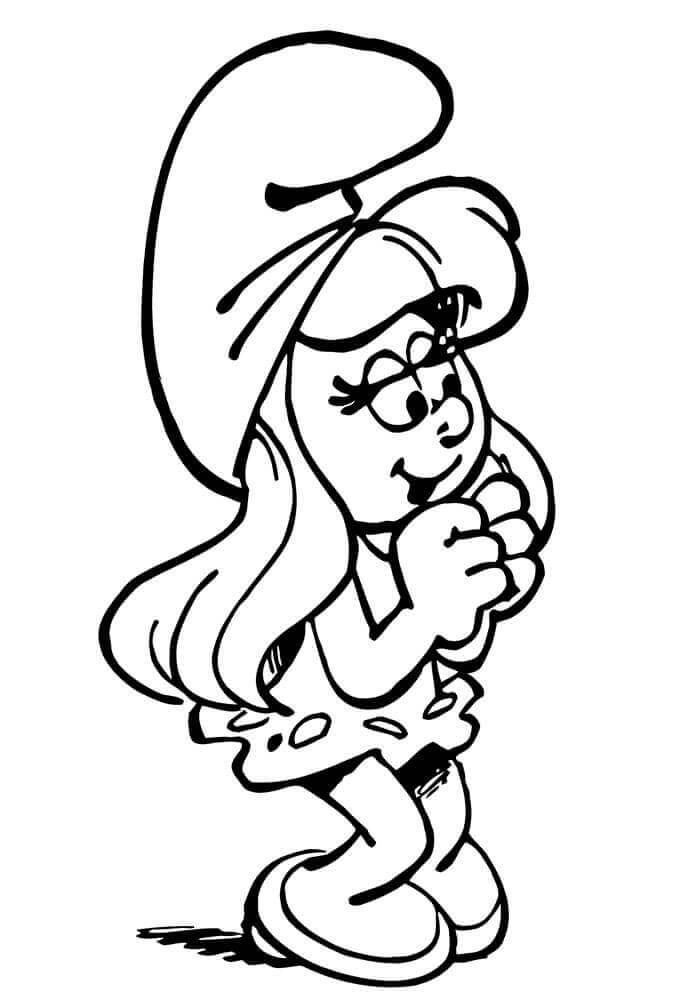Dibujo de Pitufina Feliz para Colorear