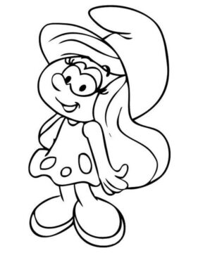 Dibujo de Pitufina Gracioso para Colorear