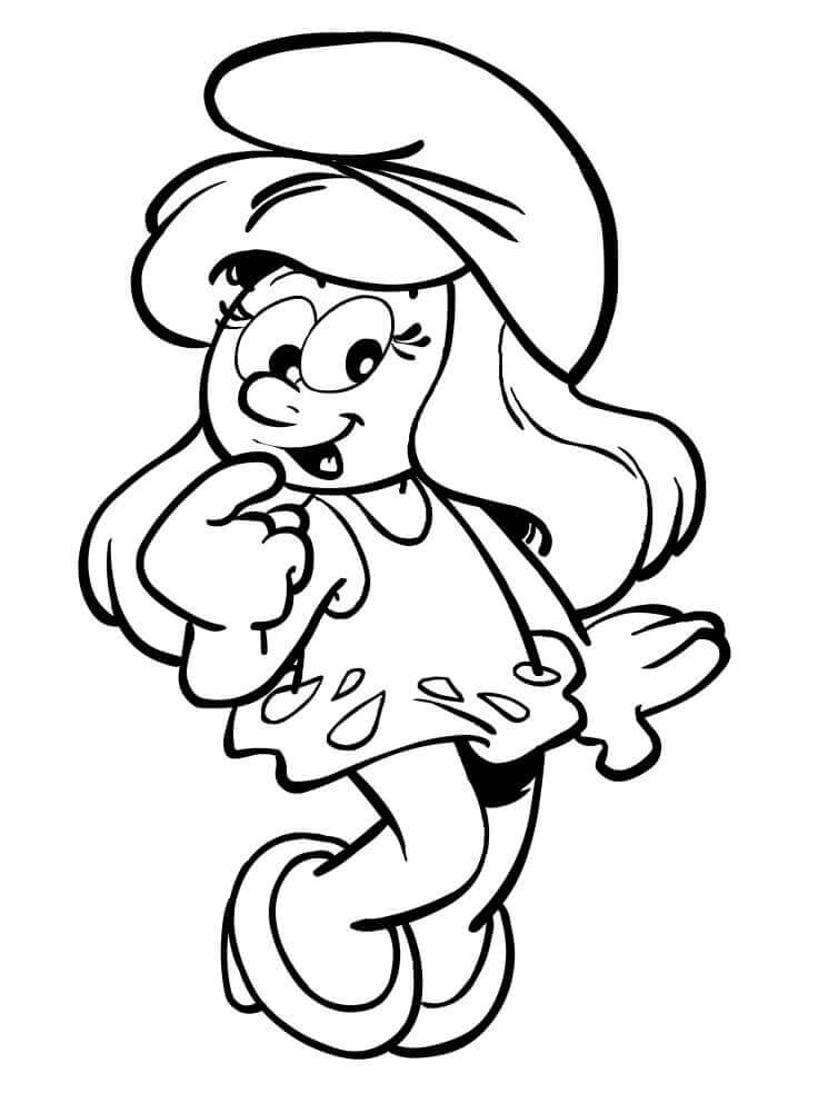 Dibujo de Pitufina Kawaii para Colorear