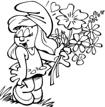 Dibujo de Pitufina Linda para Colorear