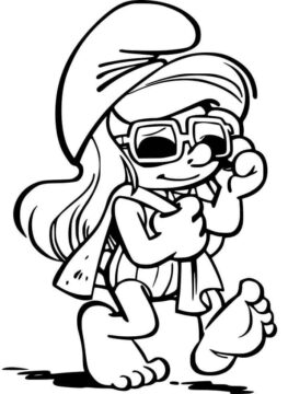 Dibujo de Pitufina Relajante para Colorear