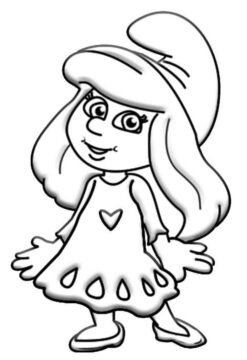 Dibujo de Pitufina Sonriendo para Colorear