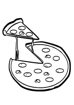 Dibujo de Pizza Kawaii para Colorear