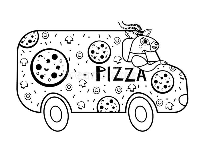 Dibujo de Camión de Pizza para Colorear