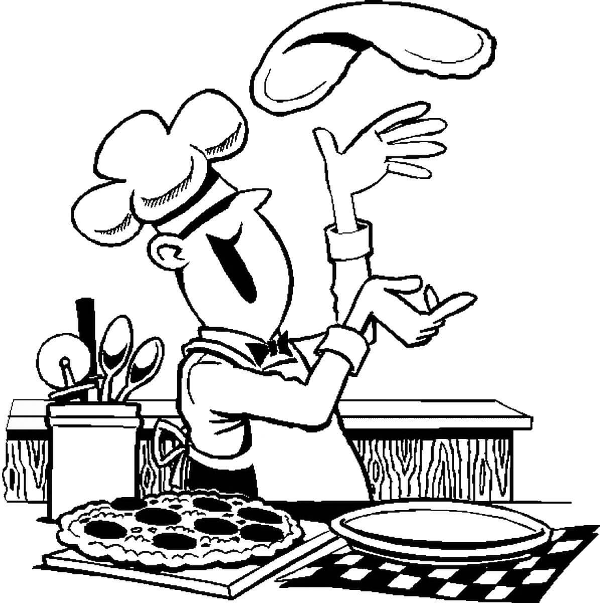 Dibujo de Chef de Pizza para Colorear