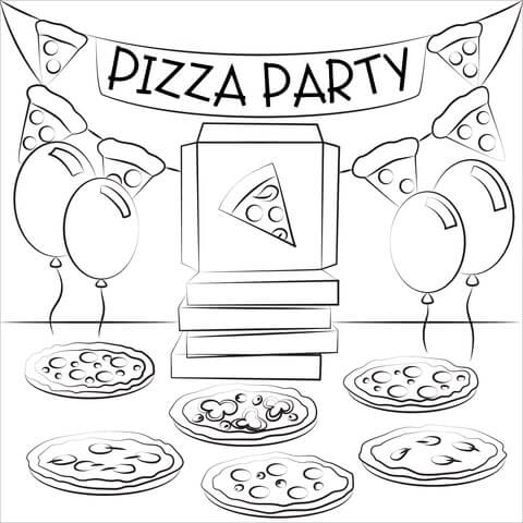 Dibujo de Fiesta de Pizza para Colorear