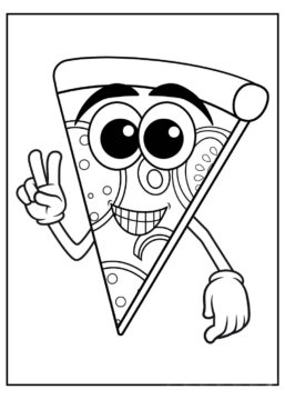Dibujo de Pizza Feliz para Colorear