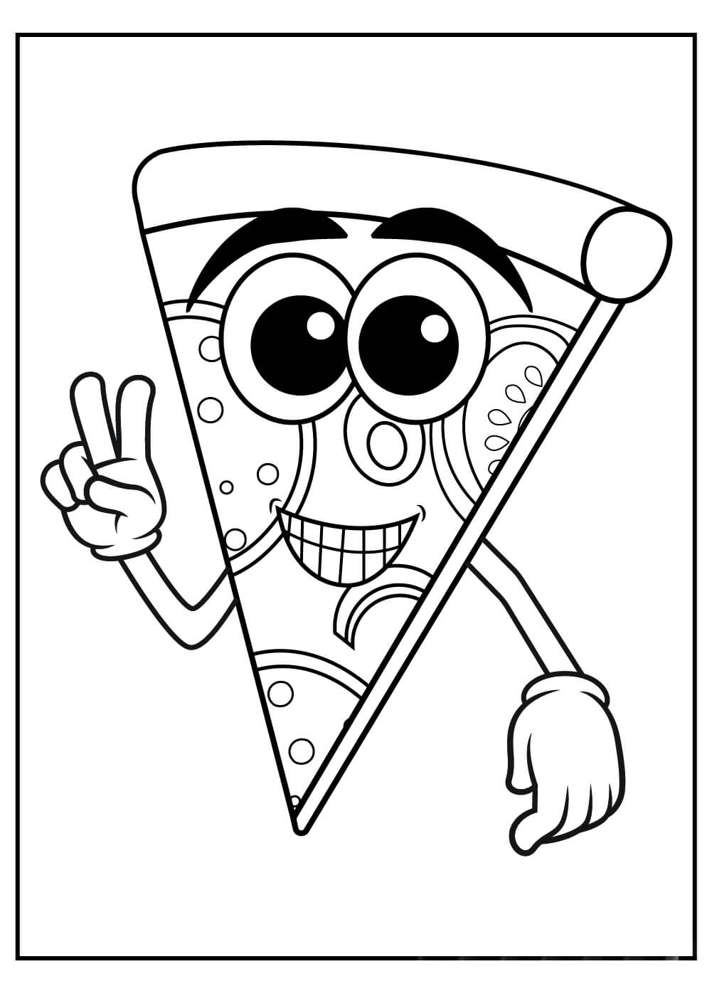Dibujo de Pizza Feliz para Colorear