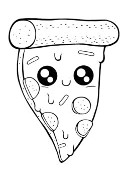 Dibujo de Pizza Sonriente para Colorear