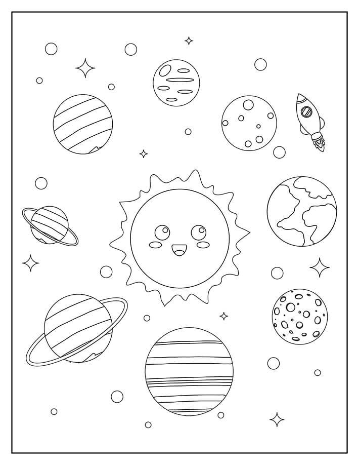 Dibujo de Planeta de Dibujos Animados para Colorear