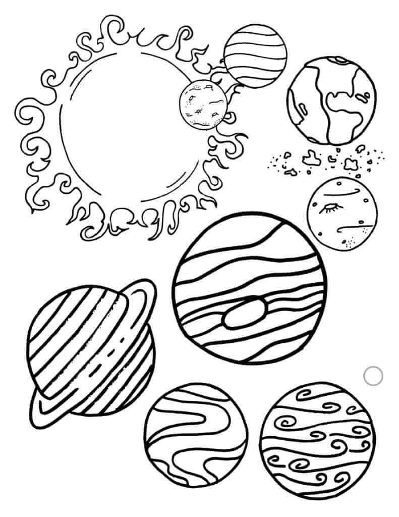 Dibujo de Planetas Normales en el Sistema Solar para Colorear