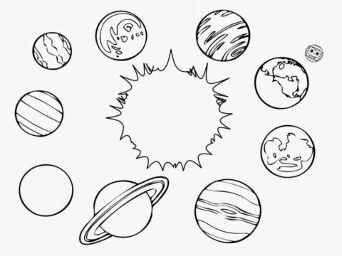 Dibujo de Planetas Simples en el Sistema Solar para Colorear