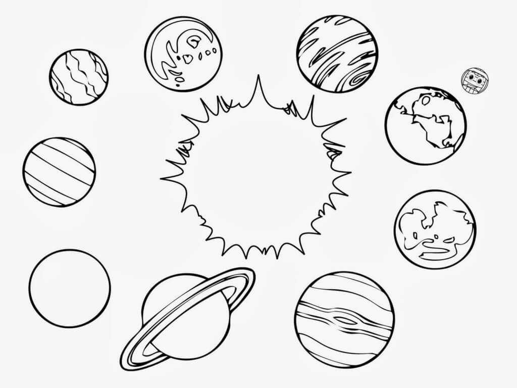 Dibujo de Planetas Simples en el Sistema Solar para Colorear