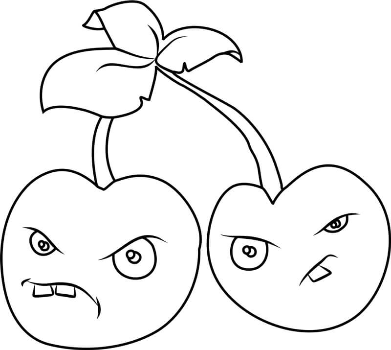 Dibujo de Bomba de Cereza en Plants Vs Zombies para Colorear