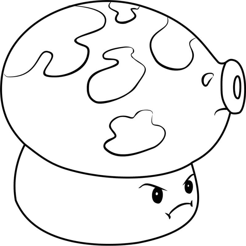 Dibujo de Champinon de Humo en Plants Vs Zombies para Colorear