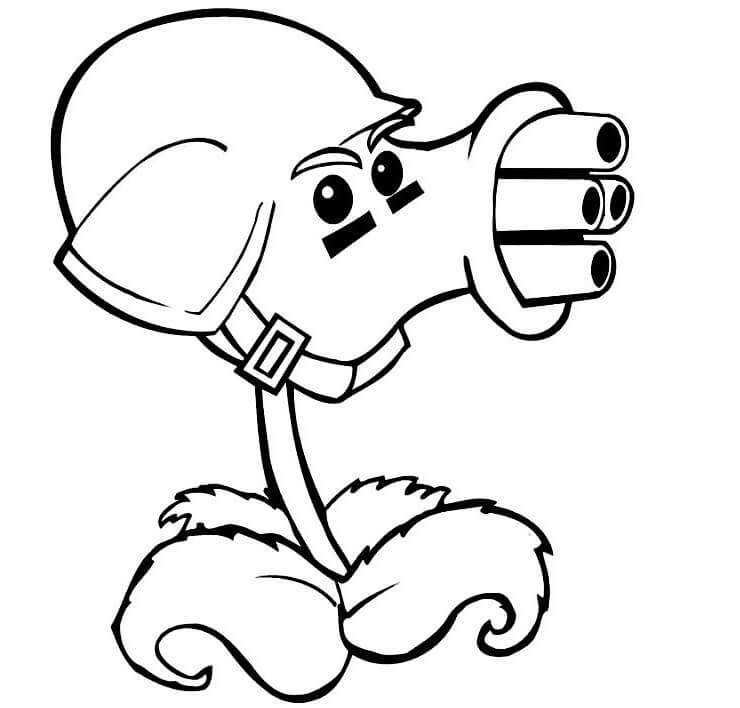 Dibujo de Guisante Gatling en Plantas Vs Zombies para Colorear