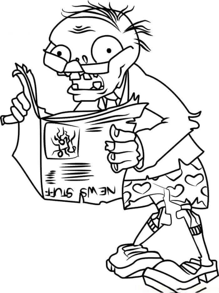 Dibujo de Periodico Zombie en Plants Vs Zombies para Colorear